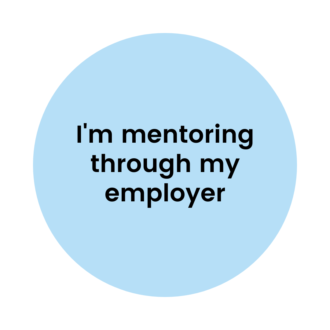 Blue circle icon with "I'm mentoring through my workplace"